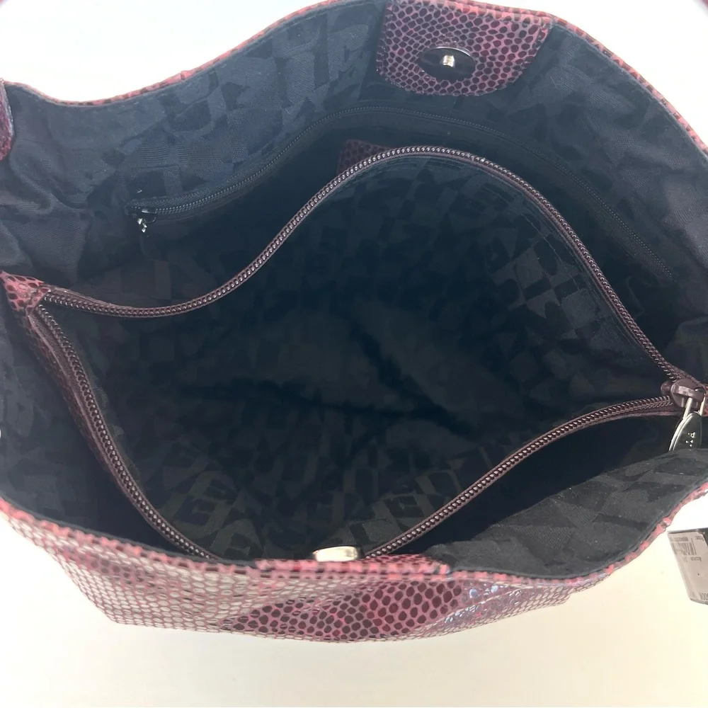 FURLA NEW Burgundy Snake Python Embossed Leather Single Handle Hobo Shoulder Bag - Picture 15 of 16